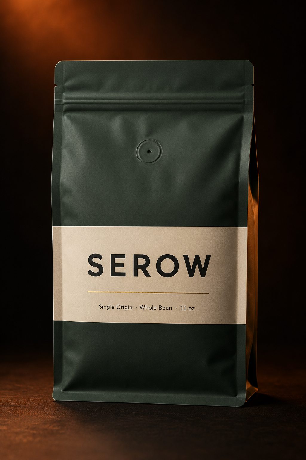 Matte stand-up coffee pouch with a die-cut label